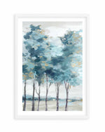 Teal Blue Forest II Art Print