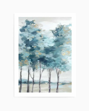 Teal Blue Forest II Art Print from Olive et Oriel where you can shop wallpaper and artworks online