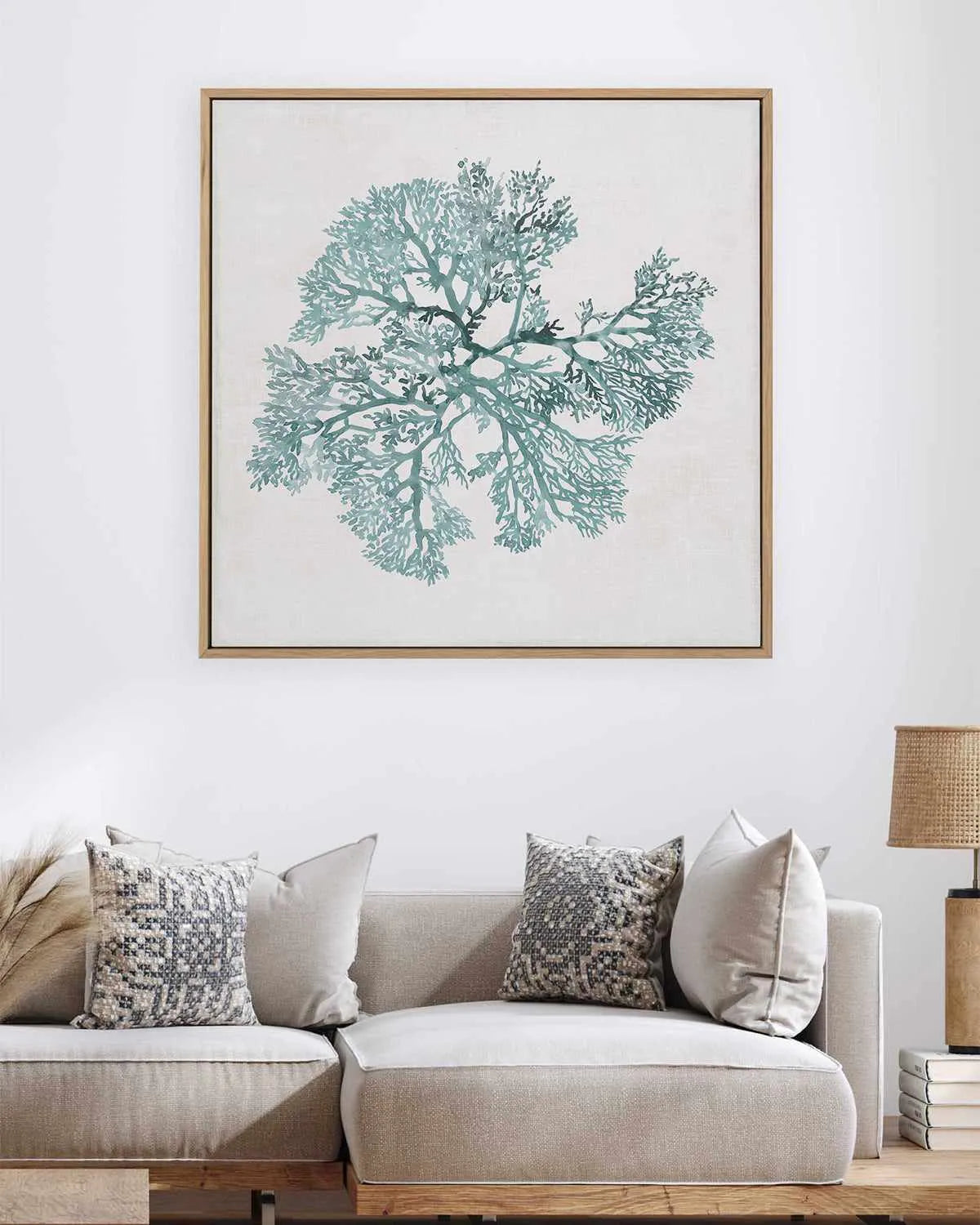 Teal Coral II | Framed Canvas Art Print from Olive et Oriel where you can shop wallpaper and artworks online