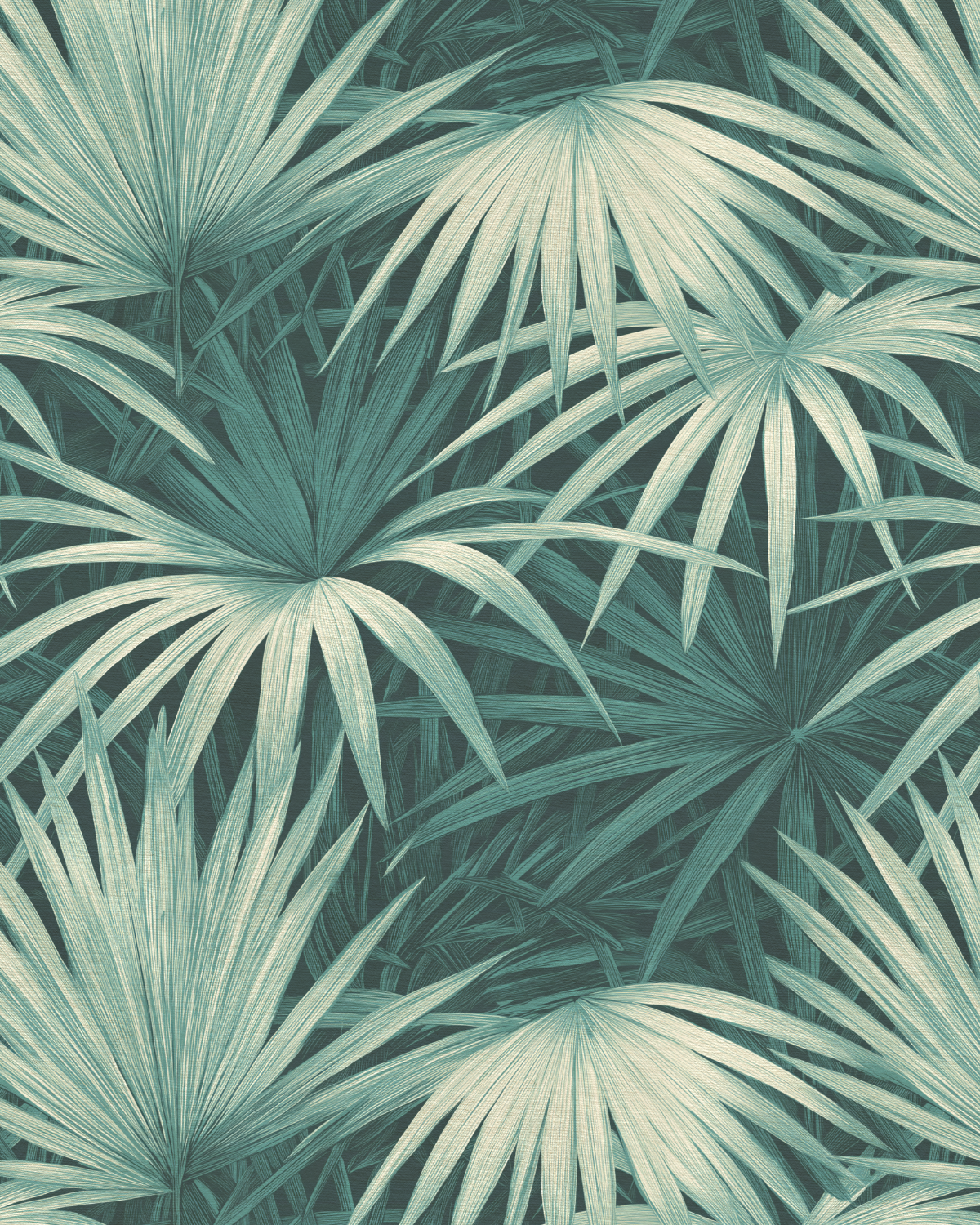 Teal Palm Frond Commercial Vinyl Wallpaper