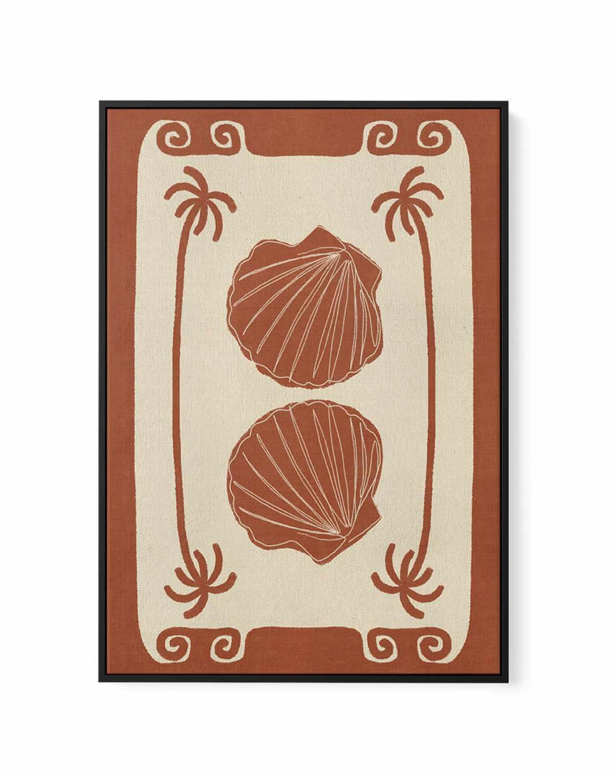 Terracotta Seashell Stories by Shatha Al Dafai | Framed Canvas Art Print from Olive et Oriel where you can shop wallpaper and artworks online