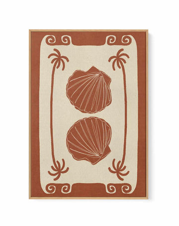 Terracotta Seashell Stories by Shatha Al Dafai | Framed Canvas Art Print from Olive et Oriel where you can shop wallpaper and artworks online