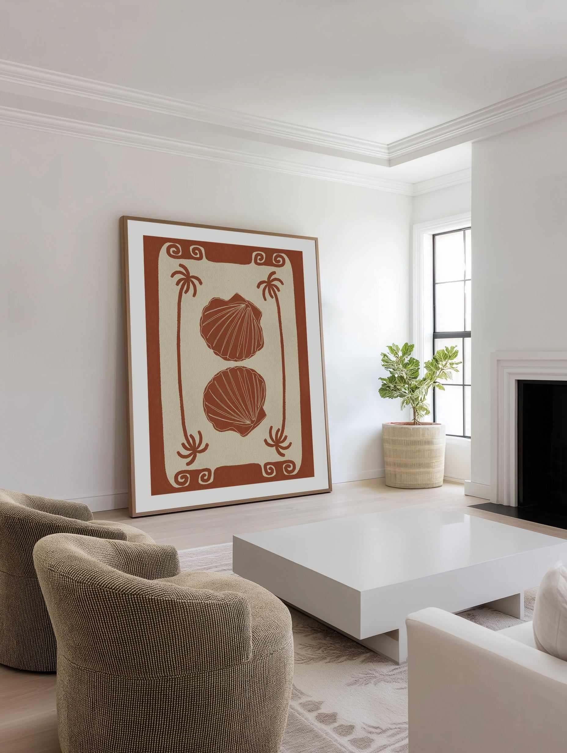 Terracotta Seashell Stories by Shatha Al Dafai | Art Print from Olive et Oriel where you can shop wallpaper and artworks online