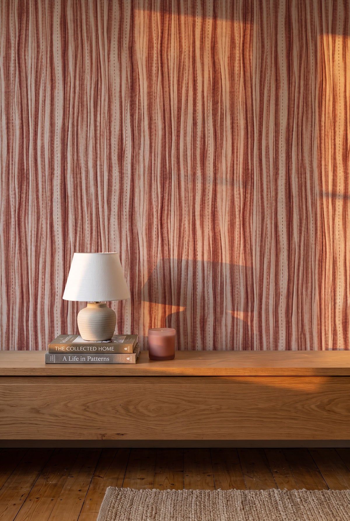 Terracotta Pink Threads Wallpaper