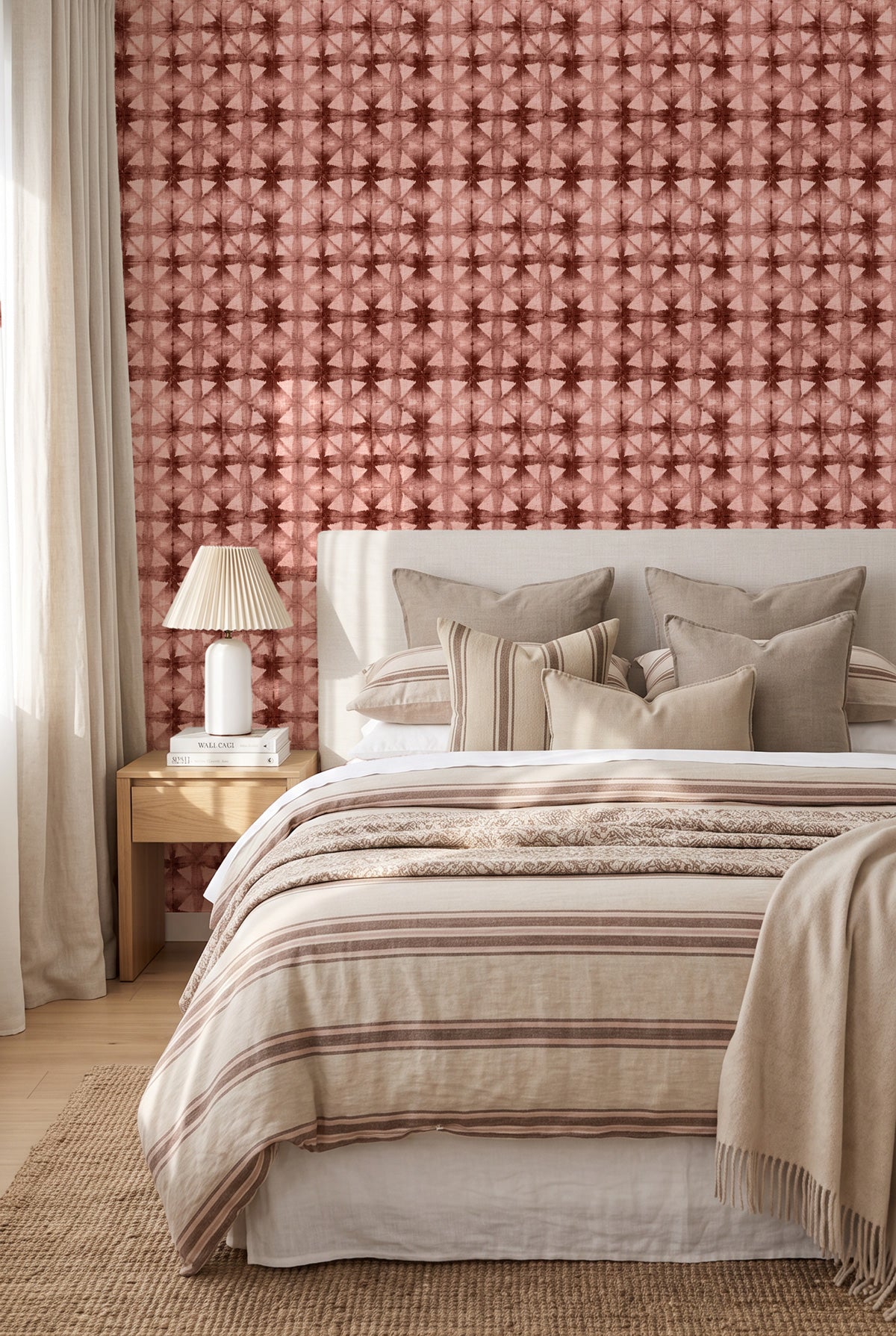 Textured Shibori in Pink & Chocolate Wallpaper