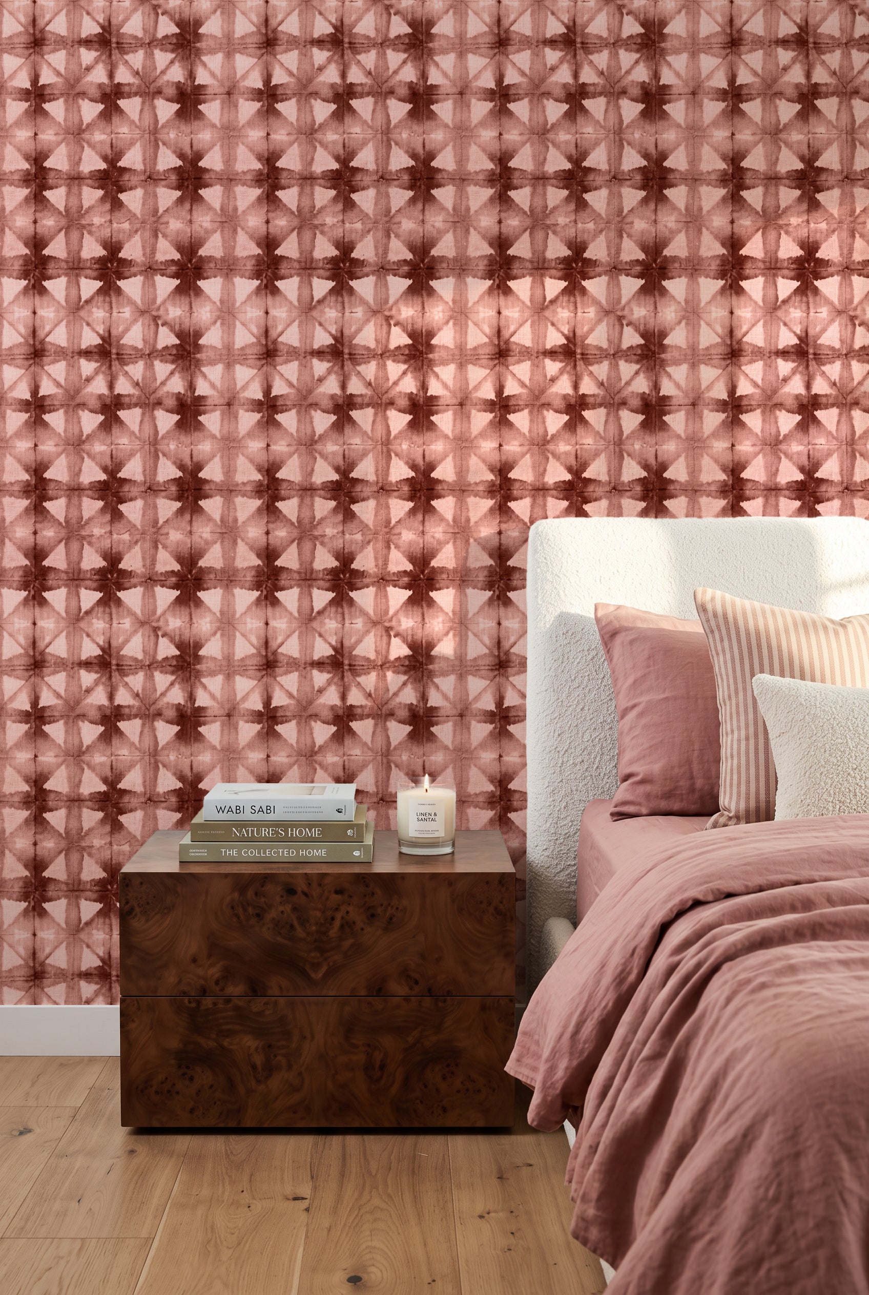 Textured Shibori in Pink & Chocolate Wallpaper