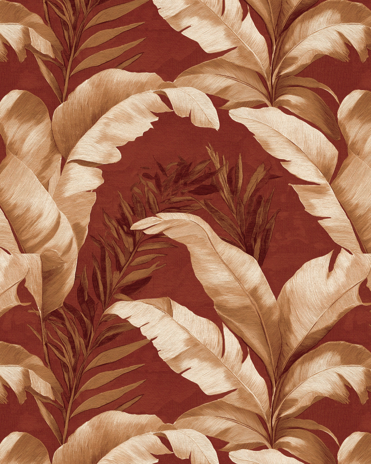 Terracotta Palmhouse Commercial Vinyl Wallpaper from Olive et Oriel where you can shop wallpaper and artworks online
