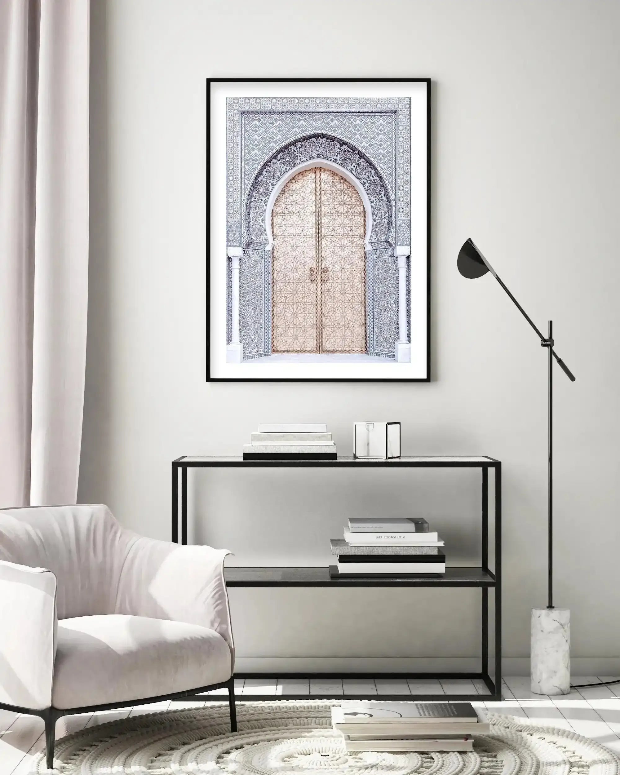 The Blue Arch | Morocco Art Print-Shop Australian Art Prints Online with Olive et Oriel - Our collection of Moroccan art prints offer unique wall art including moroccan arches and pink morocco doors of marrakech - this collection will add soft feminine colour to your walls and some may say bohemian style. These traditional morocco landscape photography includes desert scenes of palm trees and camel art prints - there is art on canvas and extra large wall art with fast, free shipping across Austr