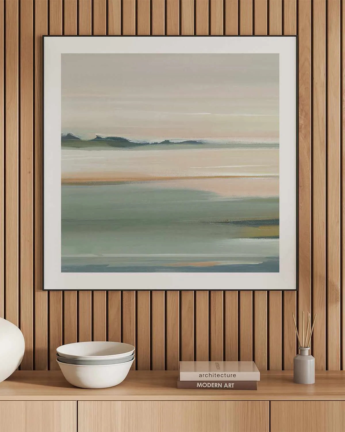 The Calm II Left SQ Art Print from Olive et Oriel where you can shop wallpaper and artworks online