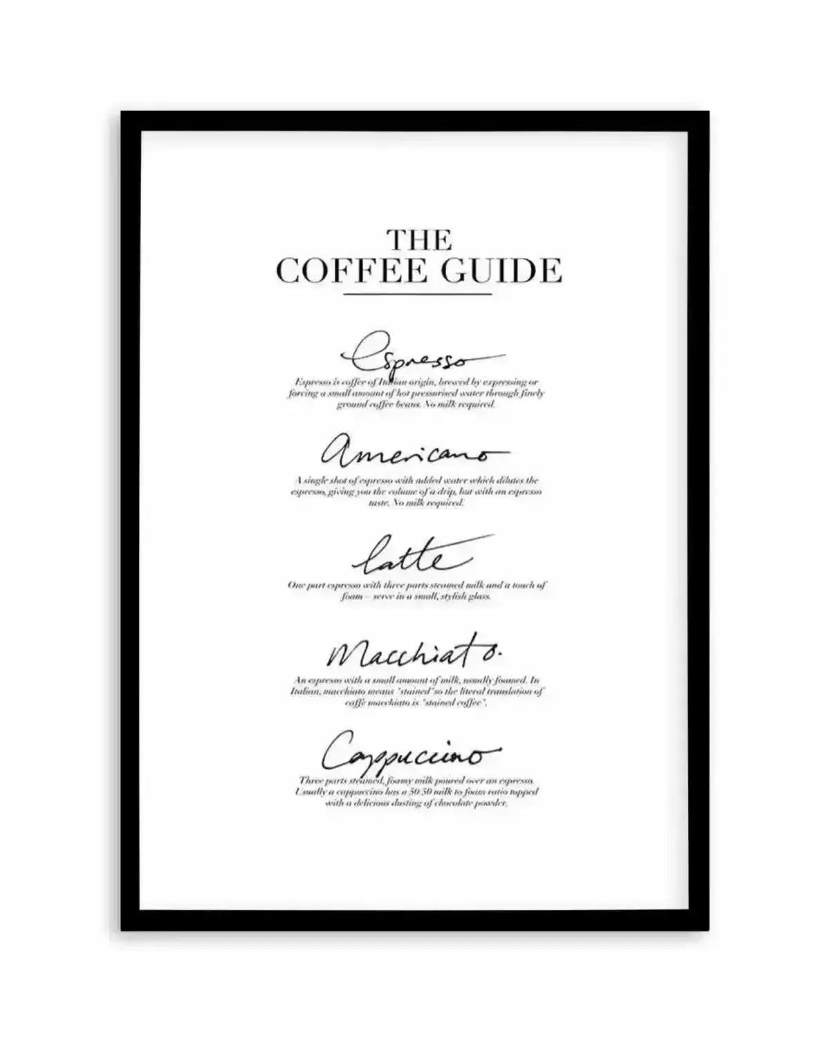 The Coffee Guide Art Print from Olive et Oriel where you can shop wallpaper and artworks online