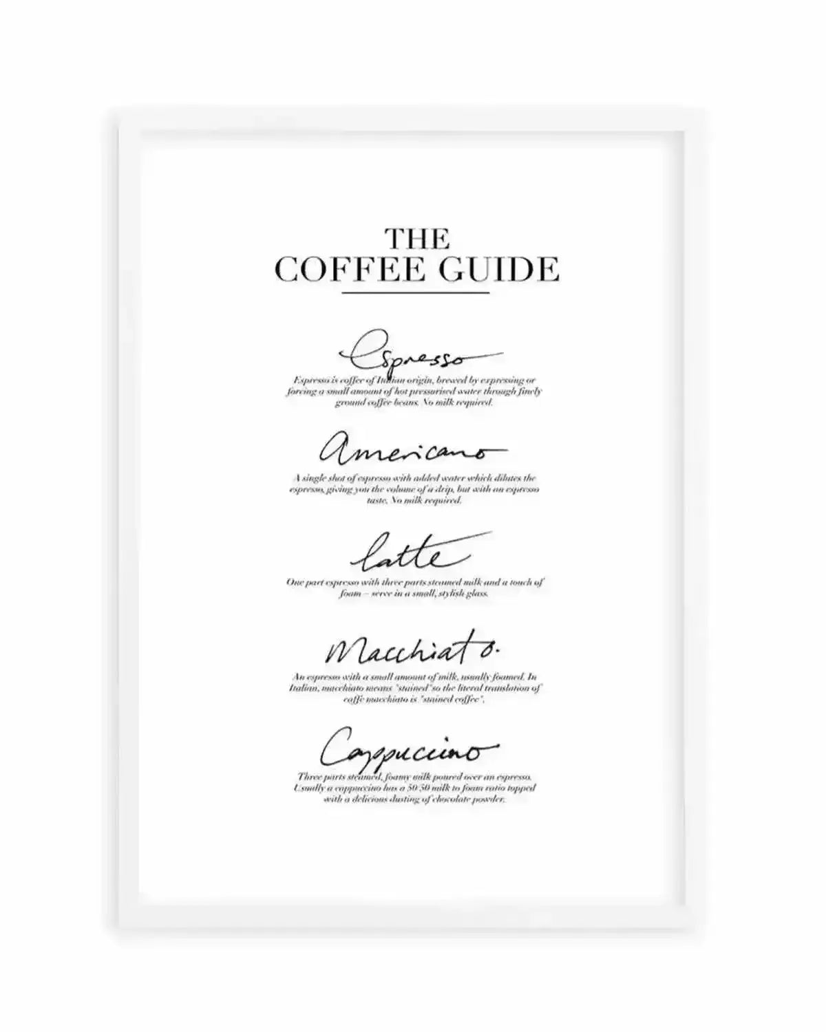 The Coffee Guide Art Print from Olive et Oriel where you can shop wallpaper and artworks online