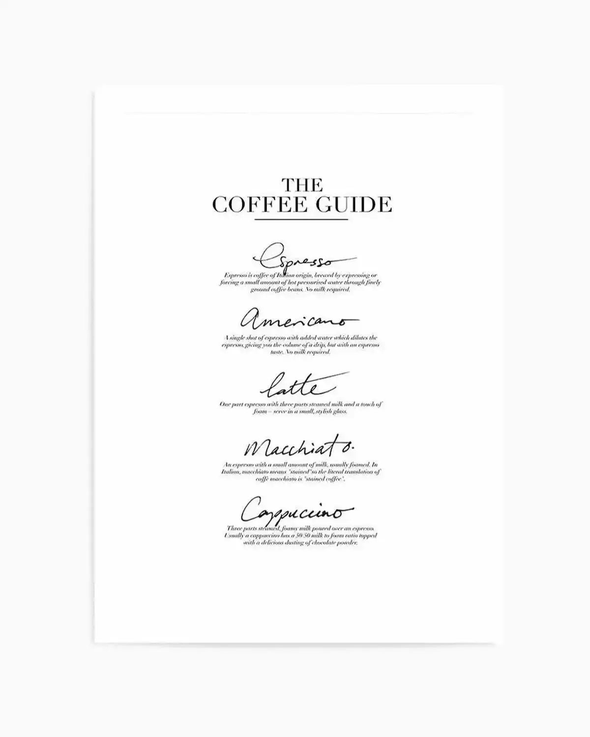 The Coffee Guide Art Print from Olive et Oriel where you can shop wallpaper and artworks online