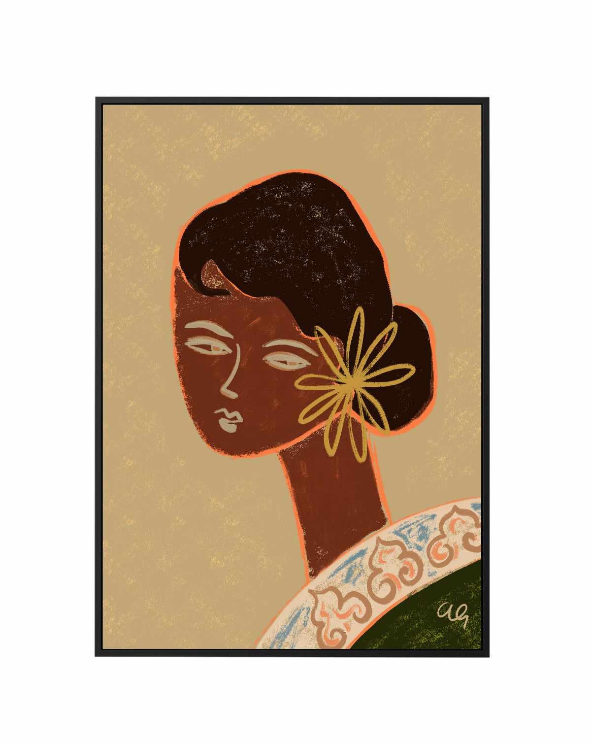 The Green Lady by Arty Guava | Framed Canvas Art Print from Olive et Oriel where you can shop wallpaper and artworks online