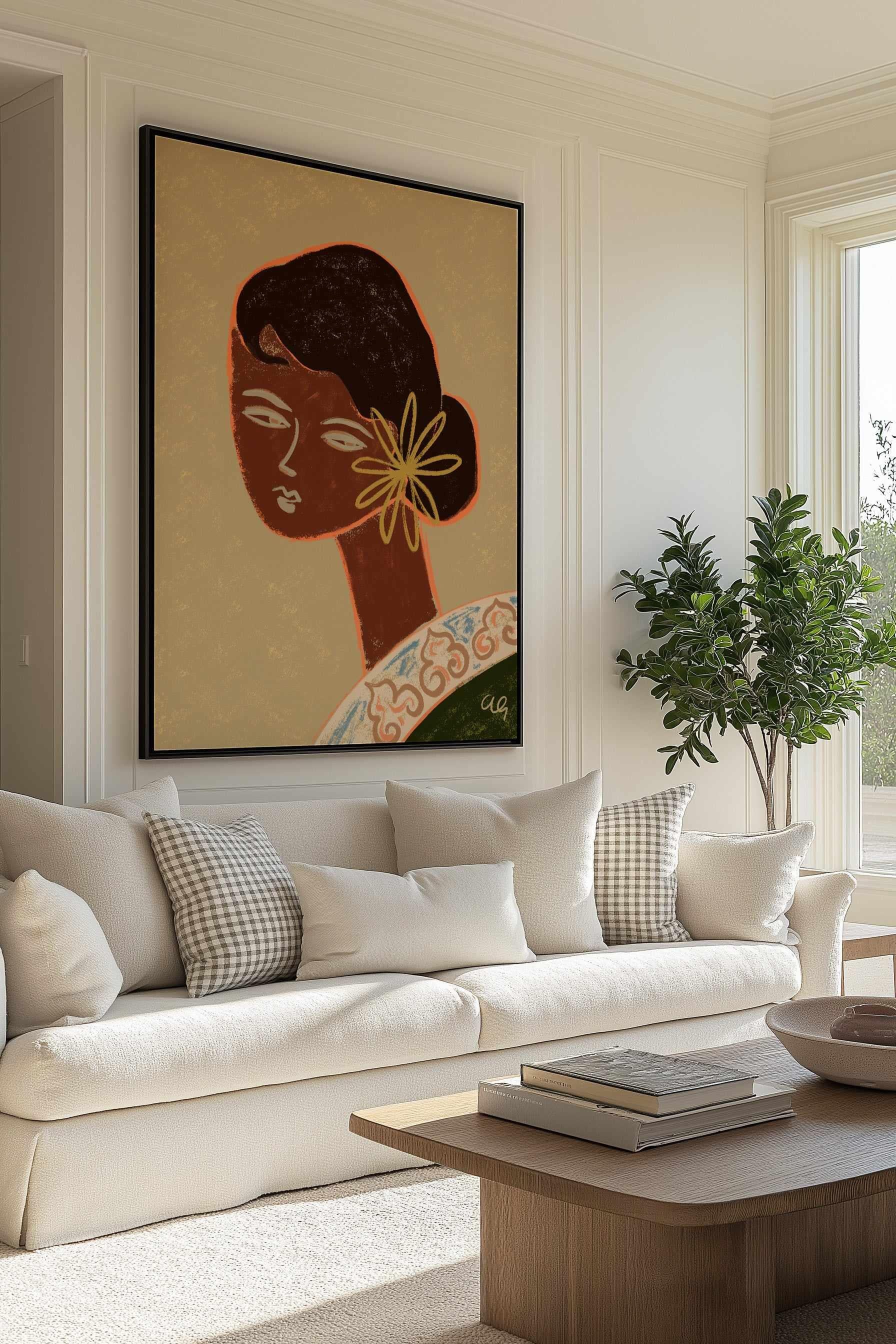 The Green Lady by Arty Guava | Framed Canvas Art Print from Olive et Oriel where you can shop wallpaper and artworks online