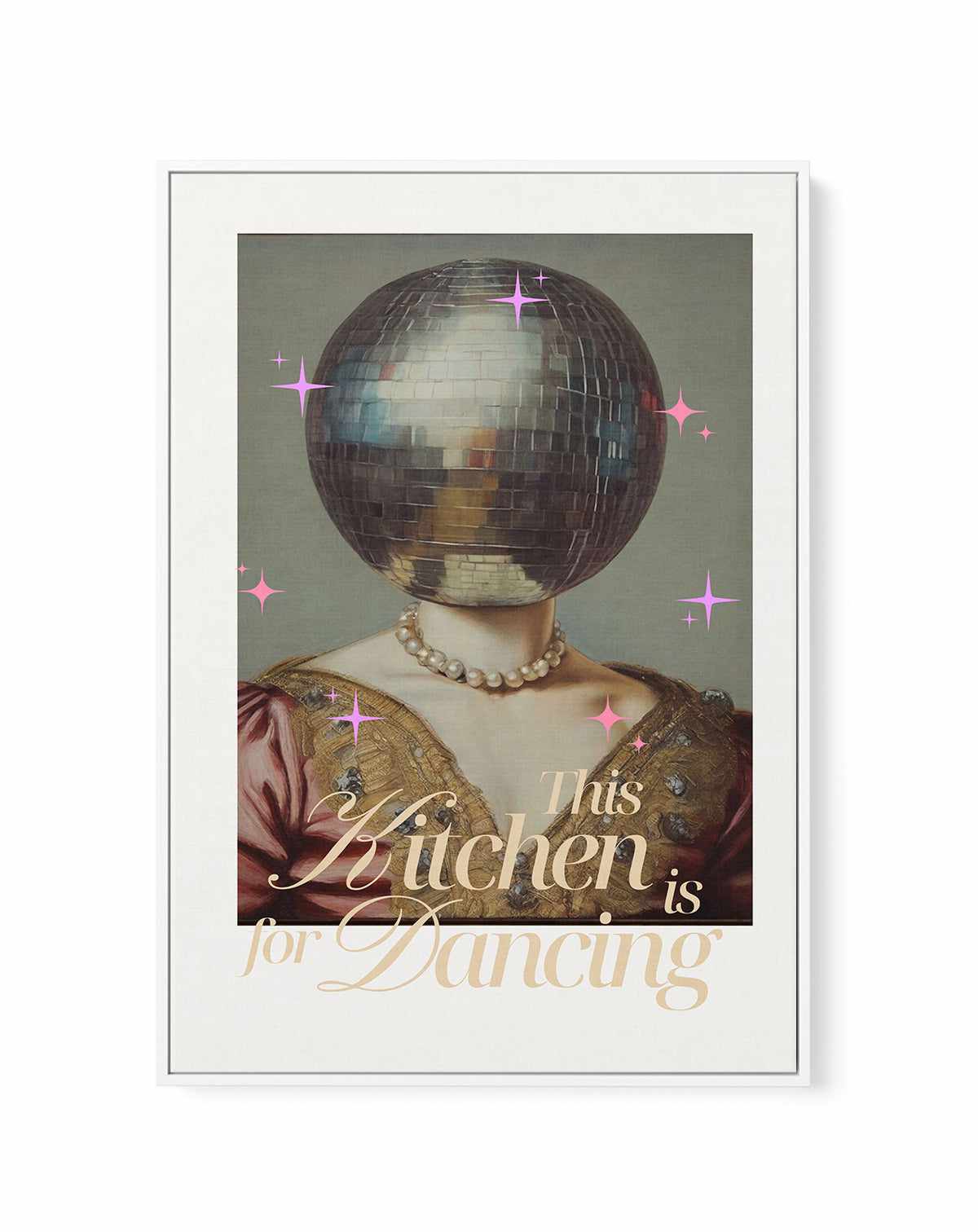 The Kitchen is For Dancing | Framed Canvas Art Print