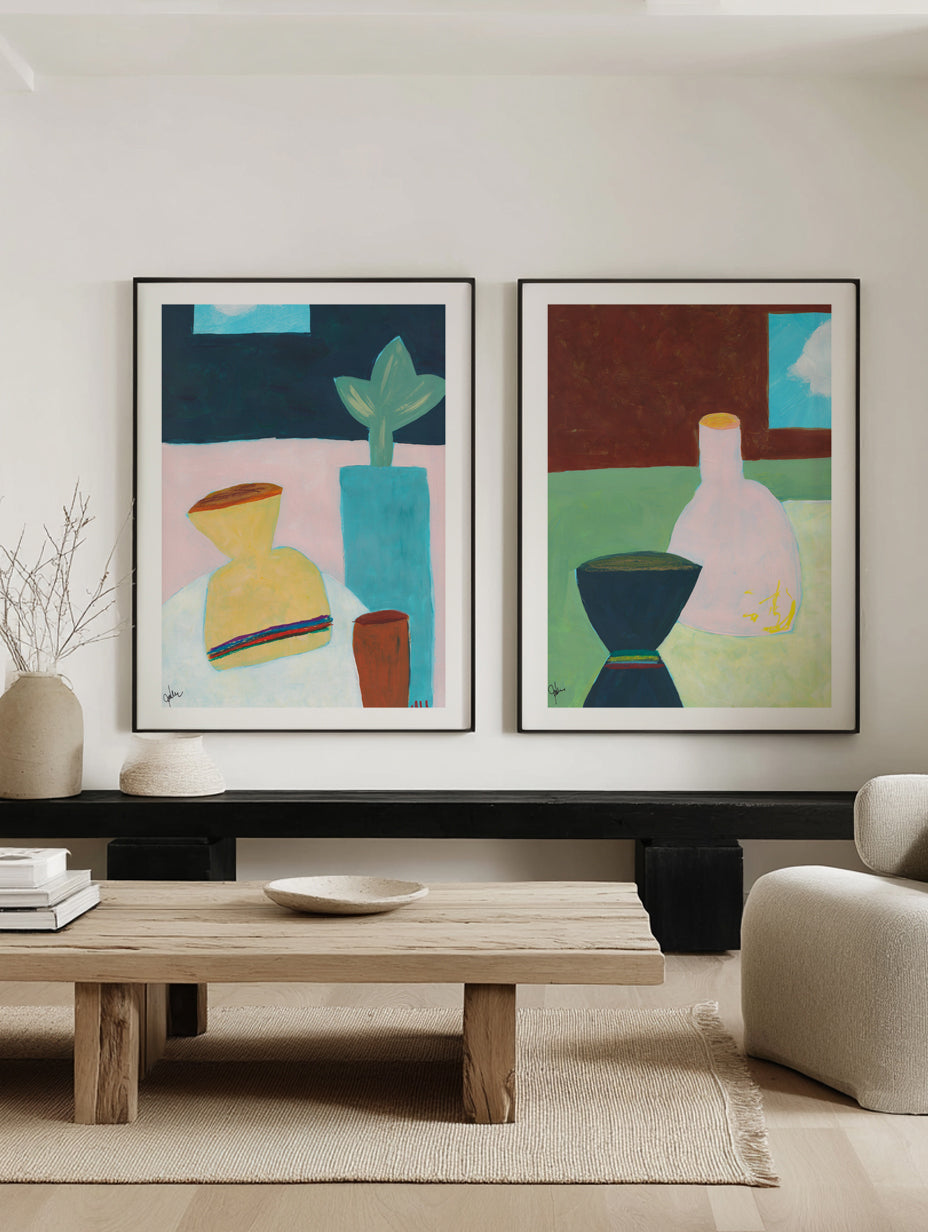 The Ordered Table 1 & 2 by Jan Weiss Art Print Set of 2 | Matching Wall Art