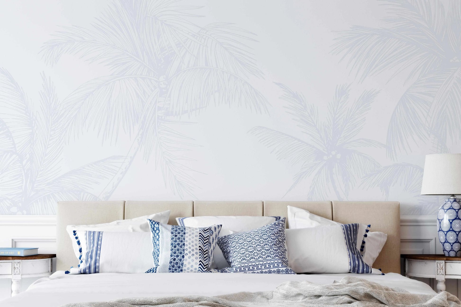 The Palms Wallpaper in Duck Egg Blue - Olive et Oriel