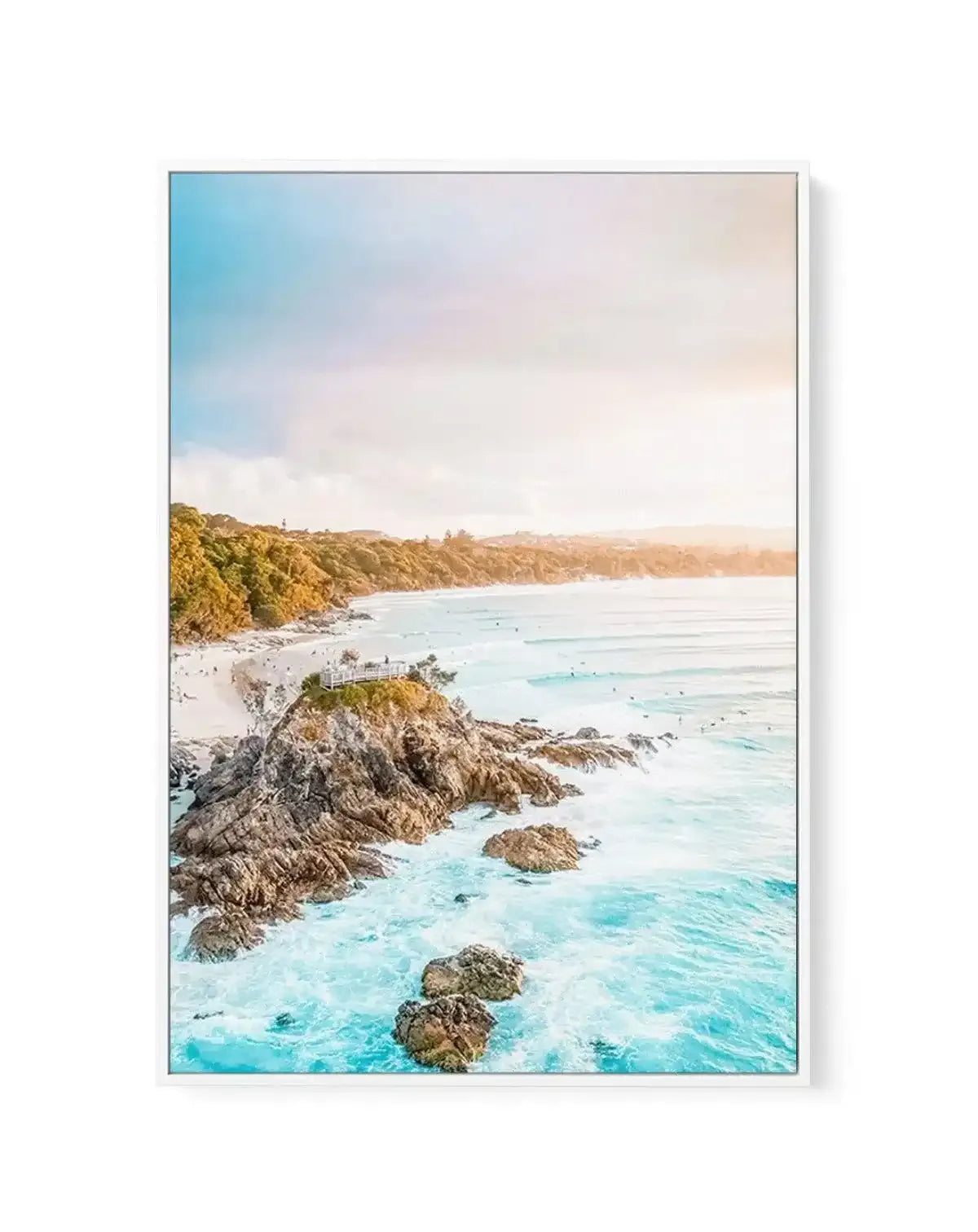 The Pass Lookout | Byron Bay | Framed Canvas-CANVAS-You can shop wall art online with Olive et Oriel for everything from abstract art to fun kids wall art. Our beautiful modern art prints and canvas art are available from large canvas prints to wall art paintings and our proudly Australian artwork collection offers only the highest quality framed large wall art and canvas art Australia - You can buy fashion photography prints or Hampton print posters and paintings on canvas from Olive et Oriel a