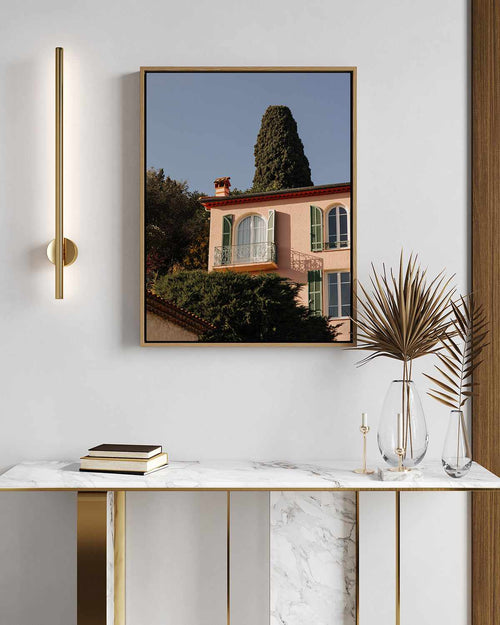 The Pink House by Jovani Demetrie | Framed Canvas Art Print