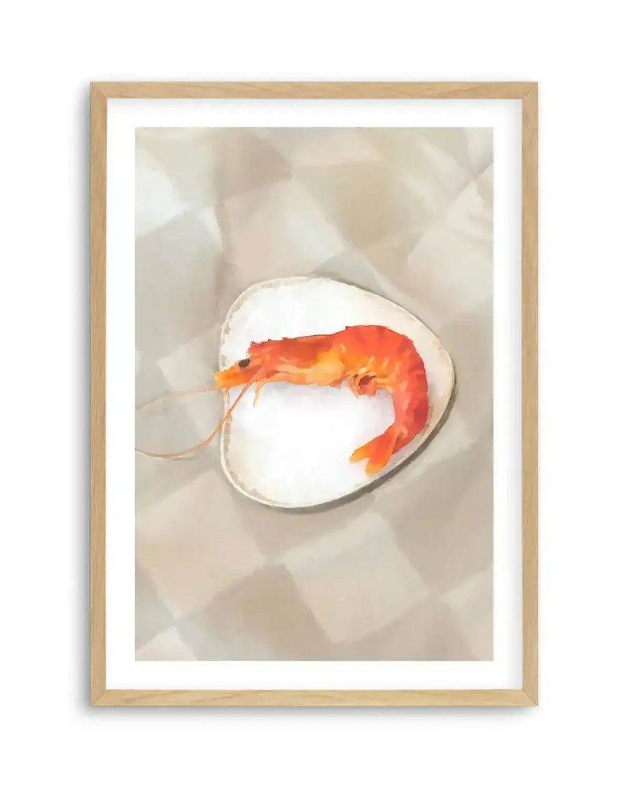 The Prawn Art Print-PRINT-Olive et Oriel-Olive et Oriel-A5 | 5.8" x 8.3" | 14.8 x 21cm-Oak-With White Border-Buy-Australian-Art-Prints-Online-with-Olive-et-Oriel-Your-Artwork-Specialists-Austrailia-Decorate-With-Coastal-Photo-Wall-Art-Prints-From-Our-Beach-House-Artwork-Collection-Fine-Poster-and-Framed-Artwork