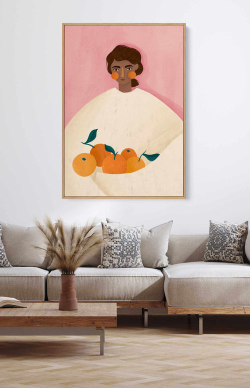 The Woman With the Oranges By Bea Muller | Framed Canvas Art Print