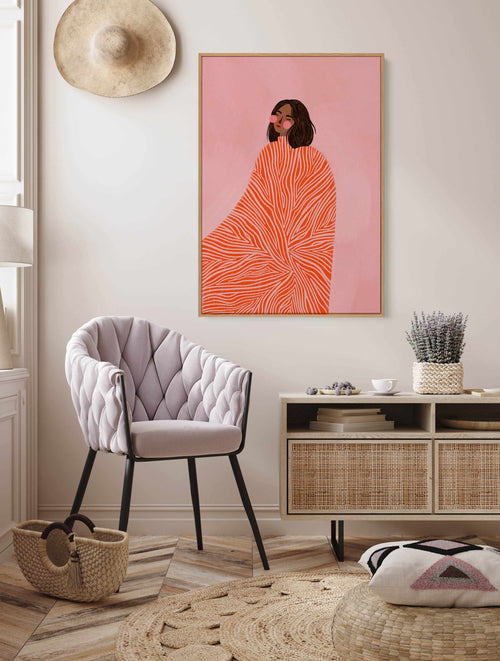 The Woman With the Swirls By Bea Muller | Framed Canvas Art Print