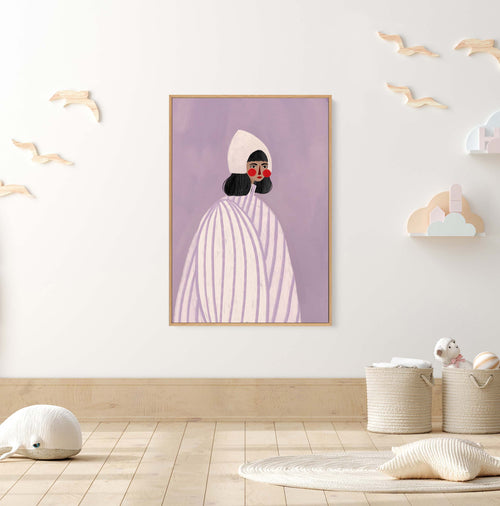 The Woman With the White Hat by Bea Muller | Framed Canvas Art Print