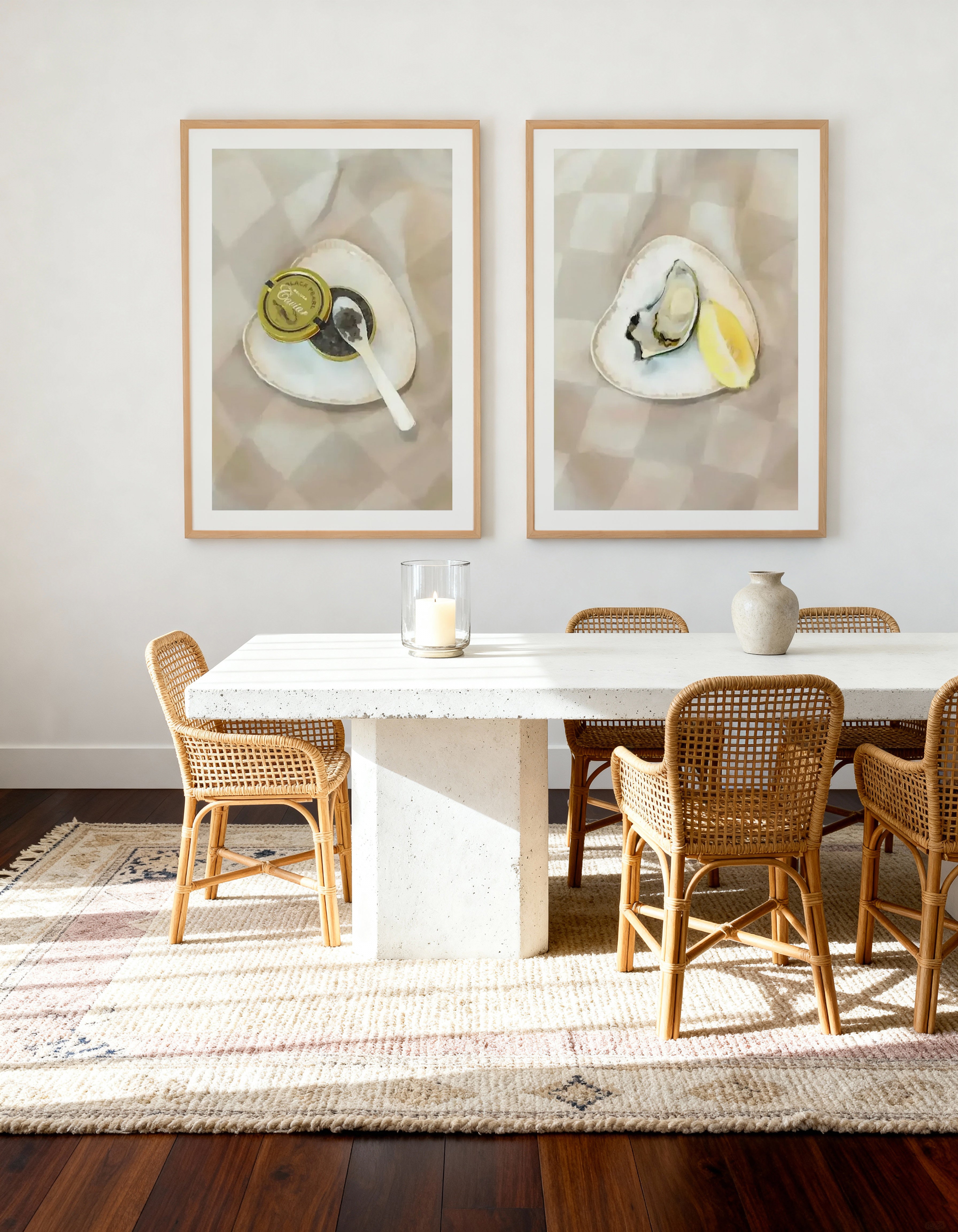 The Caviar & The Oyster Art Print Set of 2 | Matching Wall Art