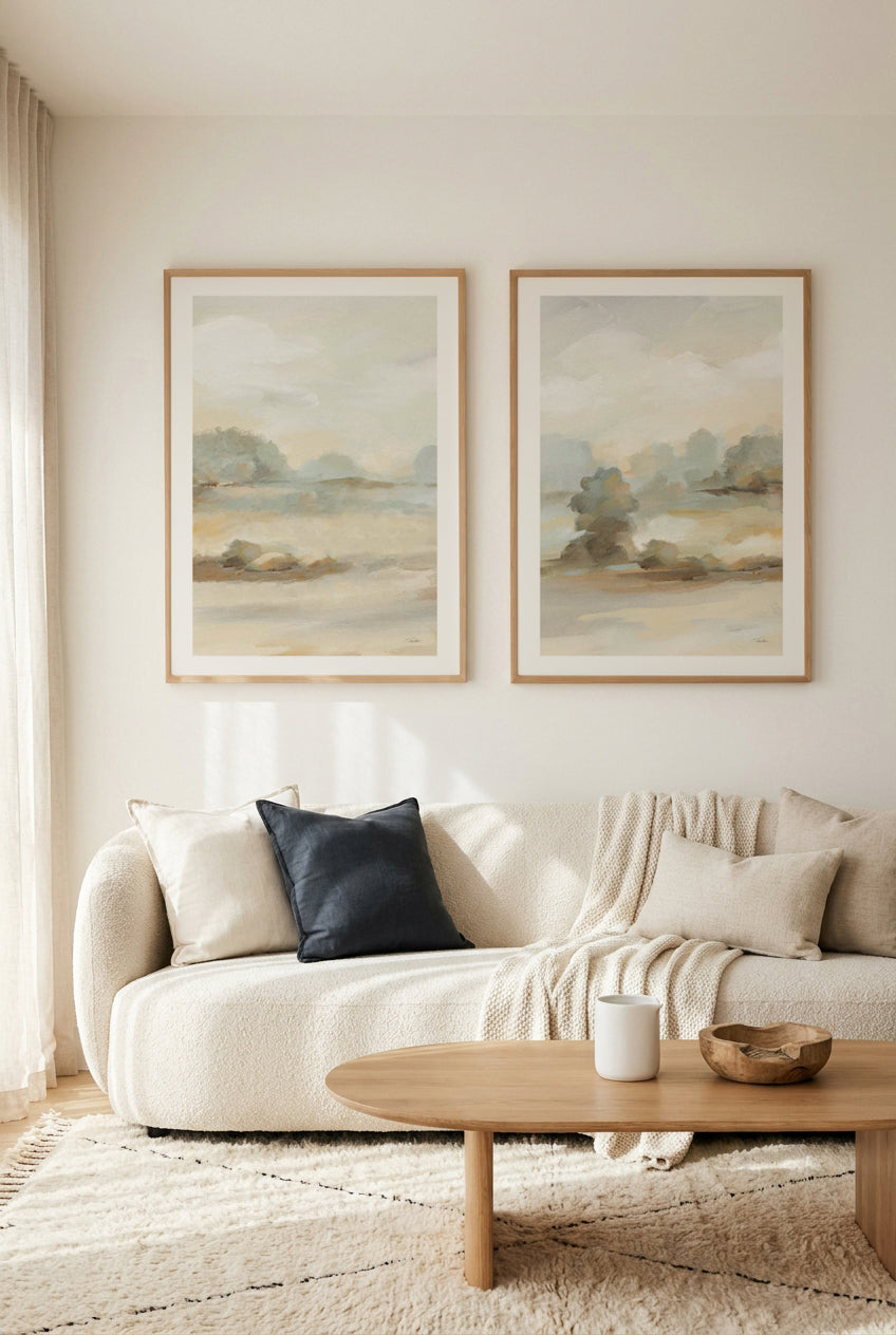The Old Farm Landscape II & III Art Print Set of 2 | Matching Wall Art
