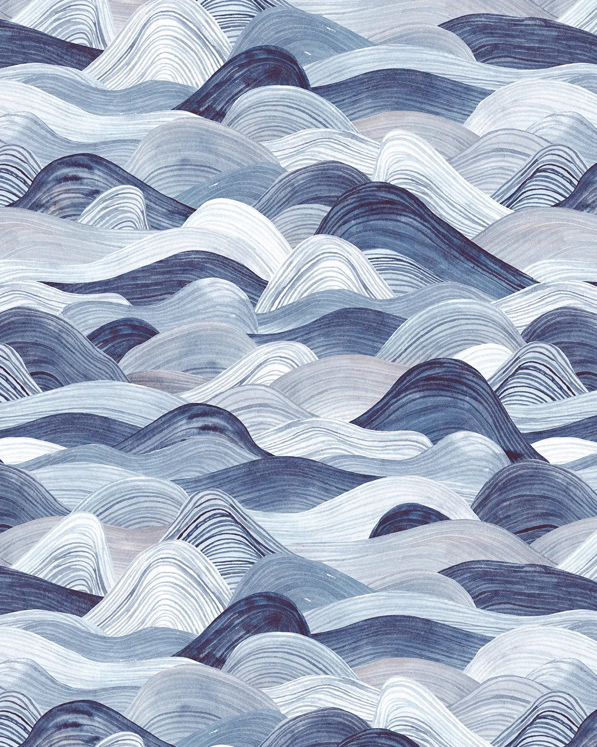 Rolling Sea in Blue Wallpaper from Olive et Oriel where you can shop wallpaper and artworks online