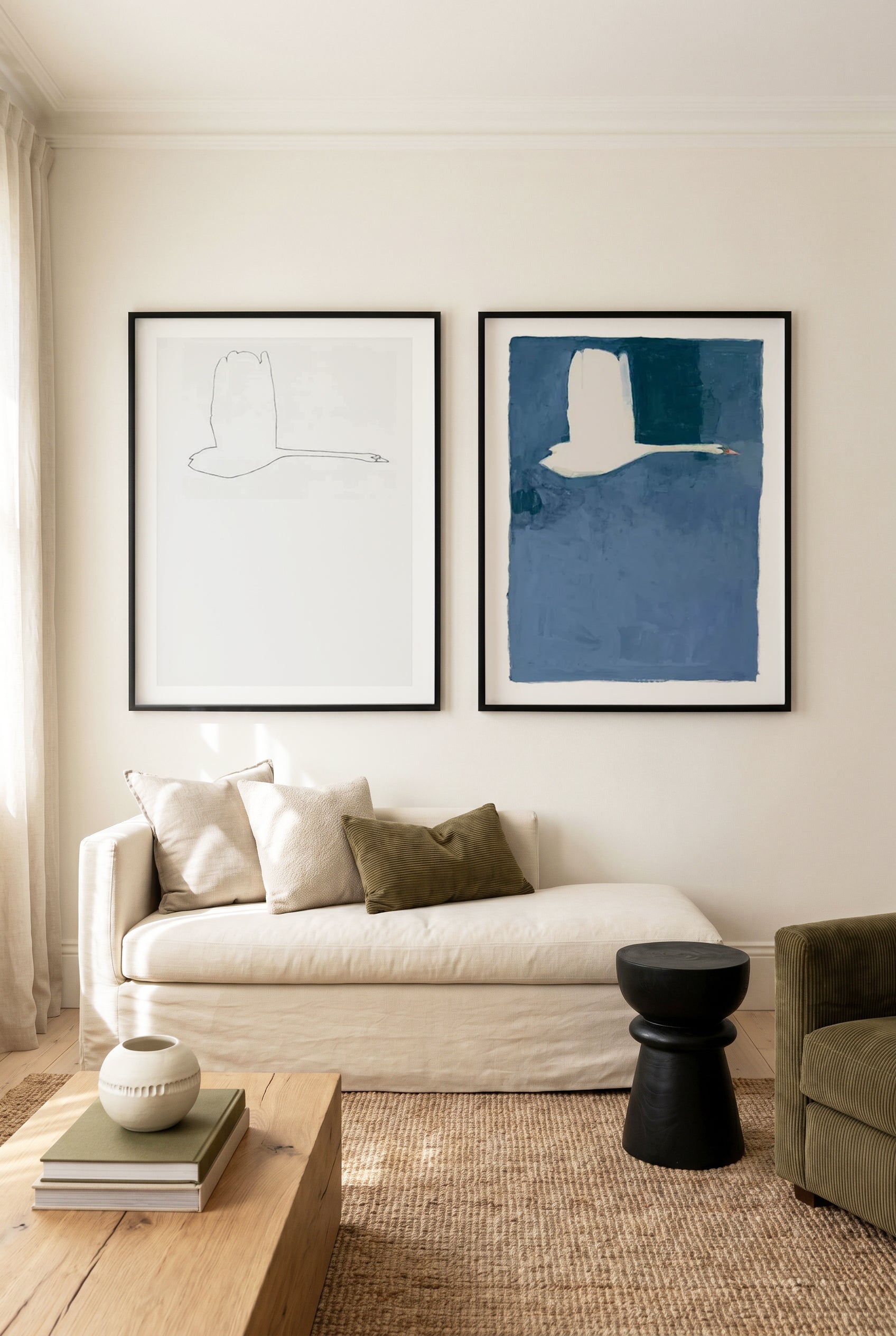 The Swan I & II by Jorgen Hansson Art Print Set of 2 | Matching Wall Art