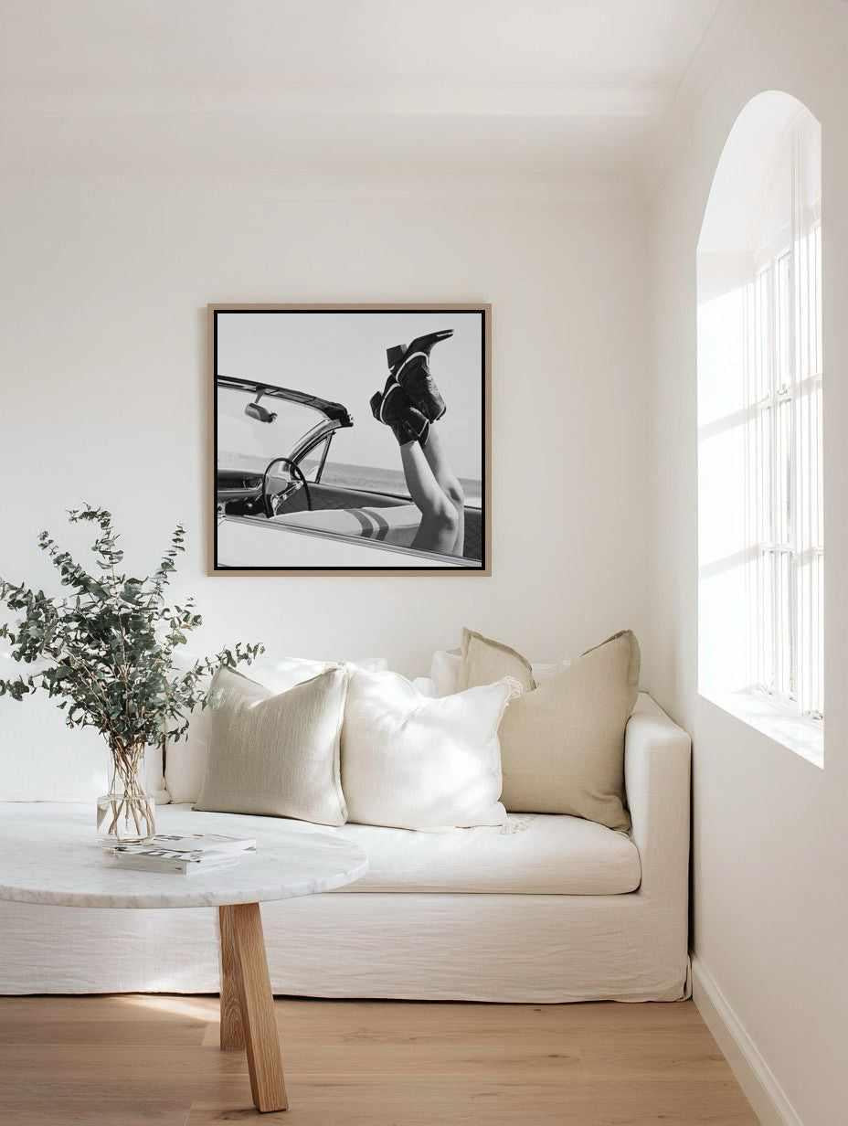 These Boots B&W by Amy Hallam | Framed Canvas Art Print from Olive et Oriel where you can shop wallpaper and artworks online