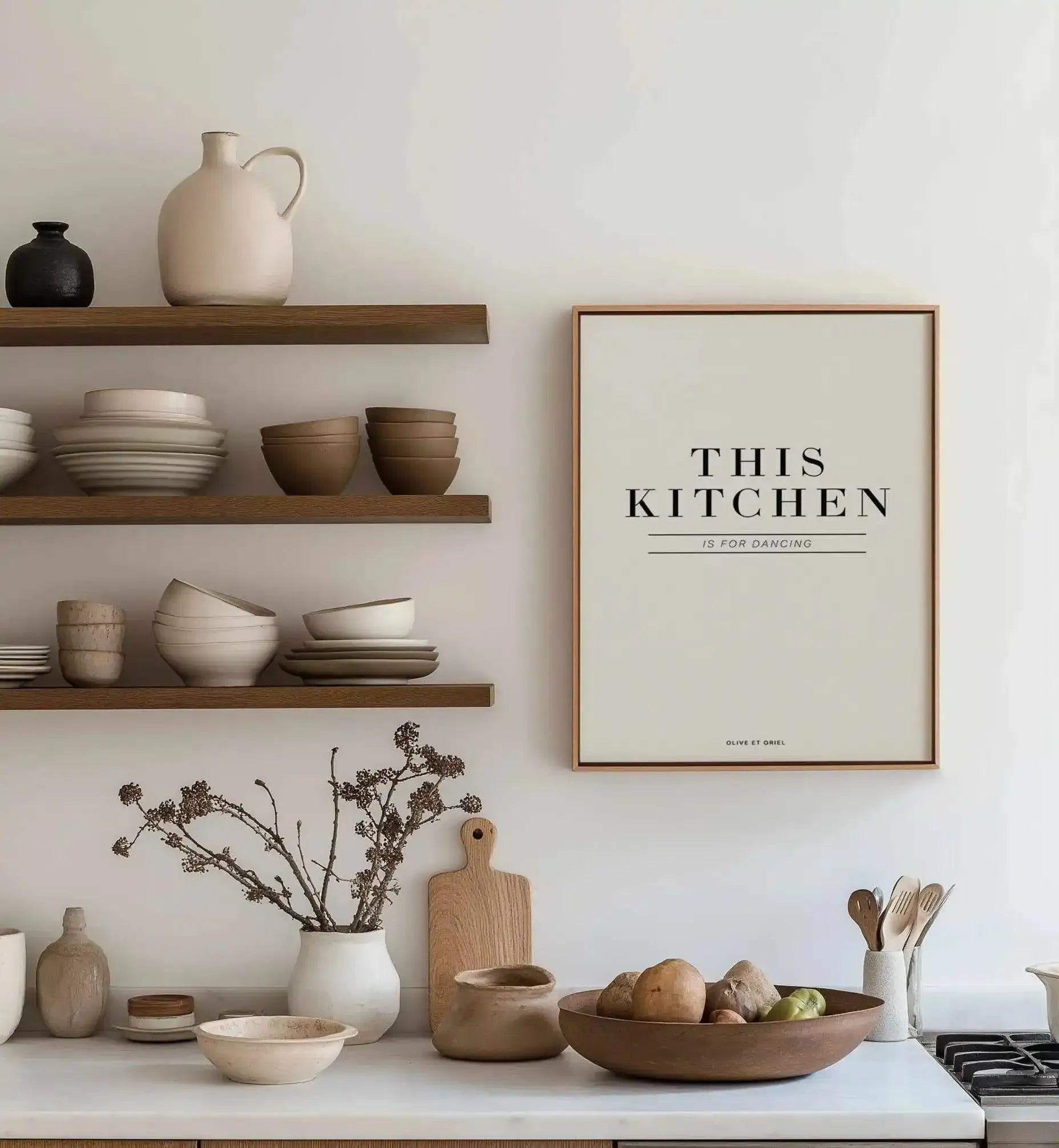 This Kitchen Is For Dancing | Framed Canvas Art Print from Olive et Oriel where you can shop wallpaper and artworks online