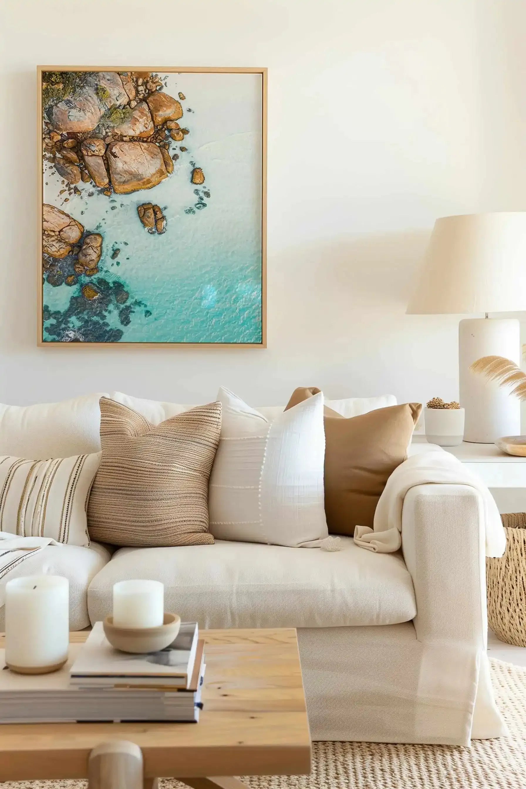 Thistle Cove I Esperance | Aerial Photo Wall Framed Canvas Art Print from Olive et Oriel where you can shop wallpaper and artworks online