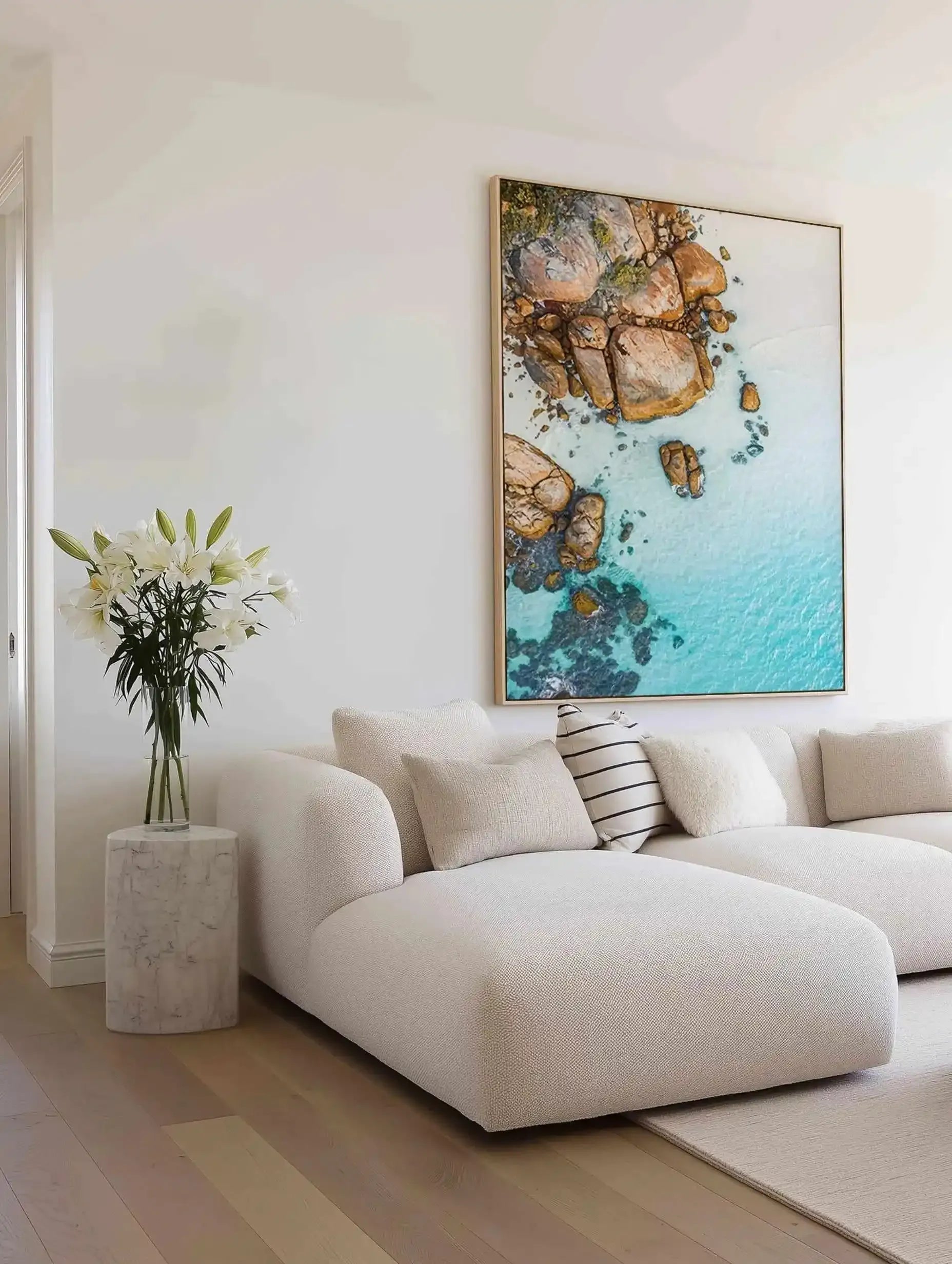 Thistle Cove I Esperance | Aerial Photo Wall Framed Canvas Art Print from Olive et Oriel where you can shop wallpaper and artworks online