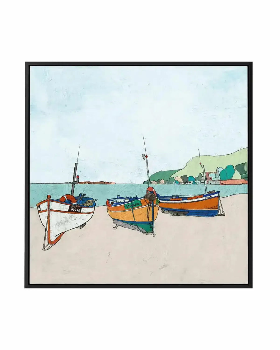 Three Boats | Framed Canvas Art Print from Olive et Oriel where you can shop wallpaper and artworks online