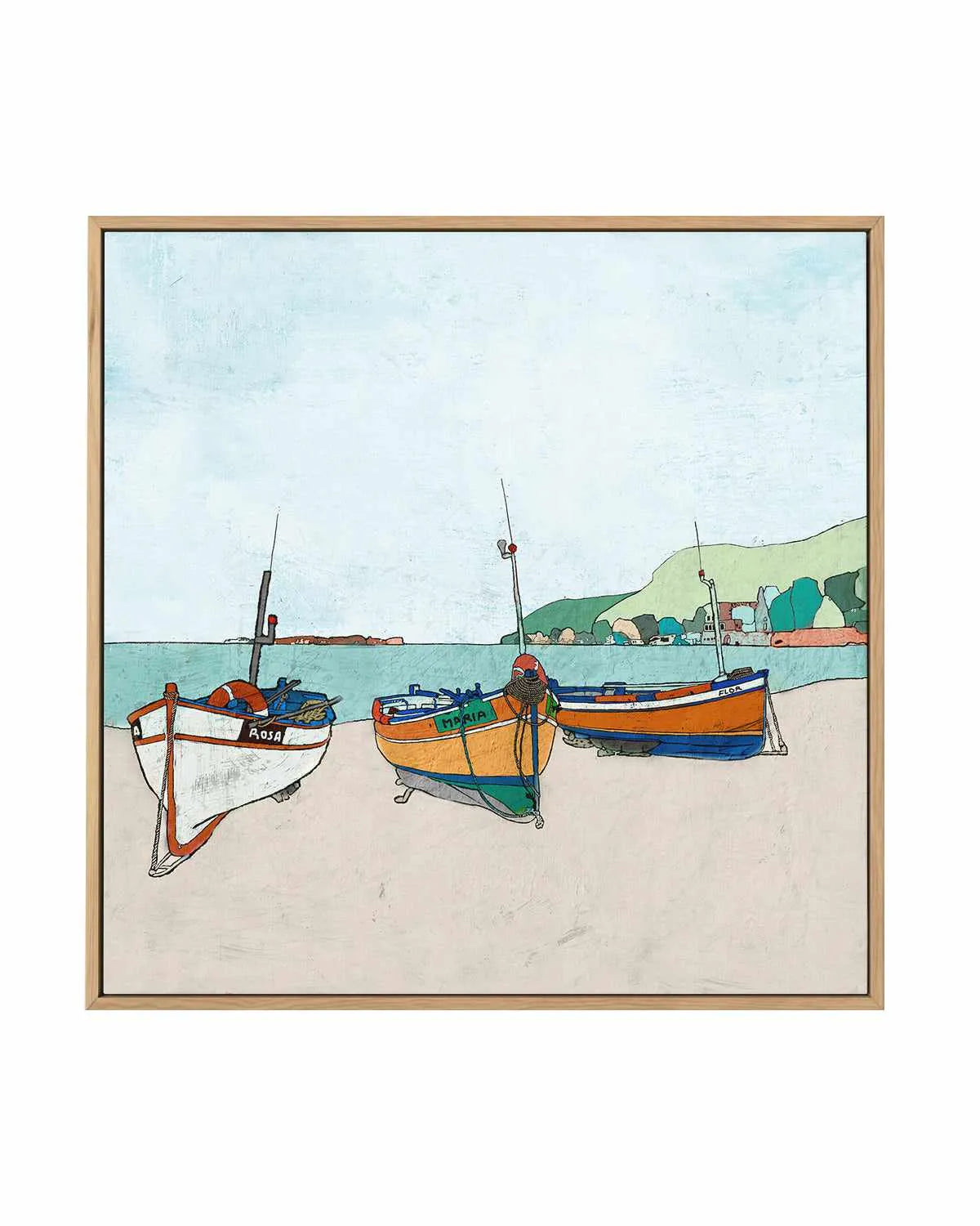 Three Boats | Framed Canvas Art Print from Olive et Oriel where you can shop wallpaper and artworks online