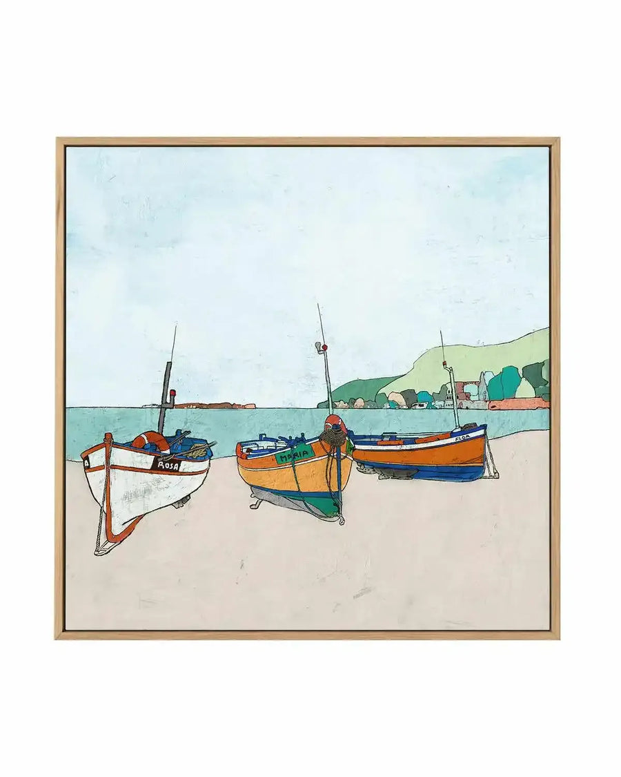 Three Boats | Framed Canvas Art Print from Olive et Oriel where you can shop wallpaper and artworks online