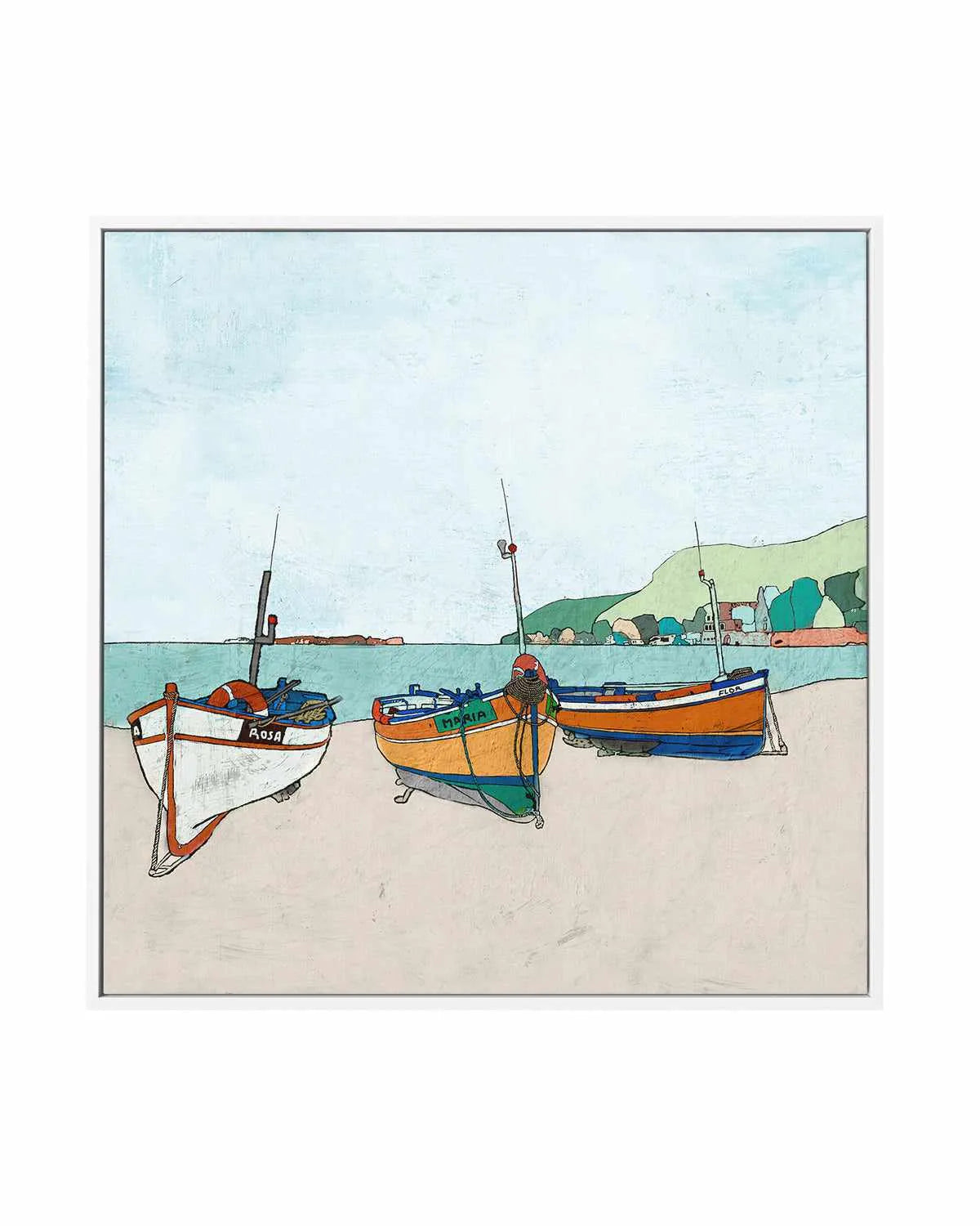 Three Boats | Framed Canvas Art Print from Olive et Oriel where you can shop wallpaper and artworks online