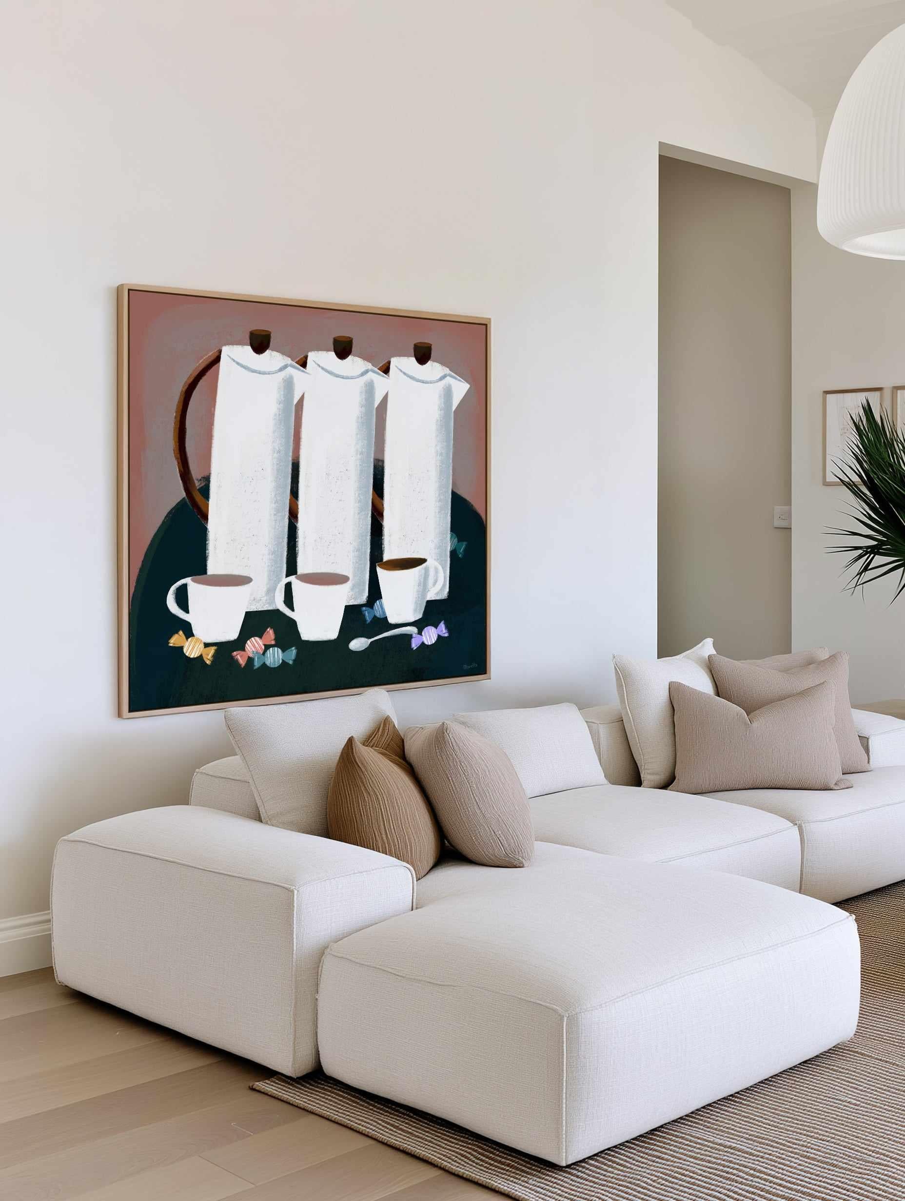 Three Coffee Jugs by Marco Marella | Framed Canvas Art Print from Olive et Oriel where you can shop wallpaper and artworks online