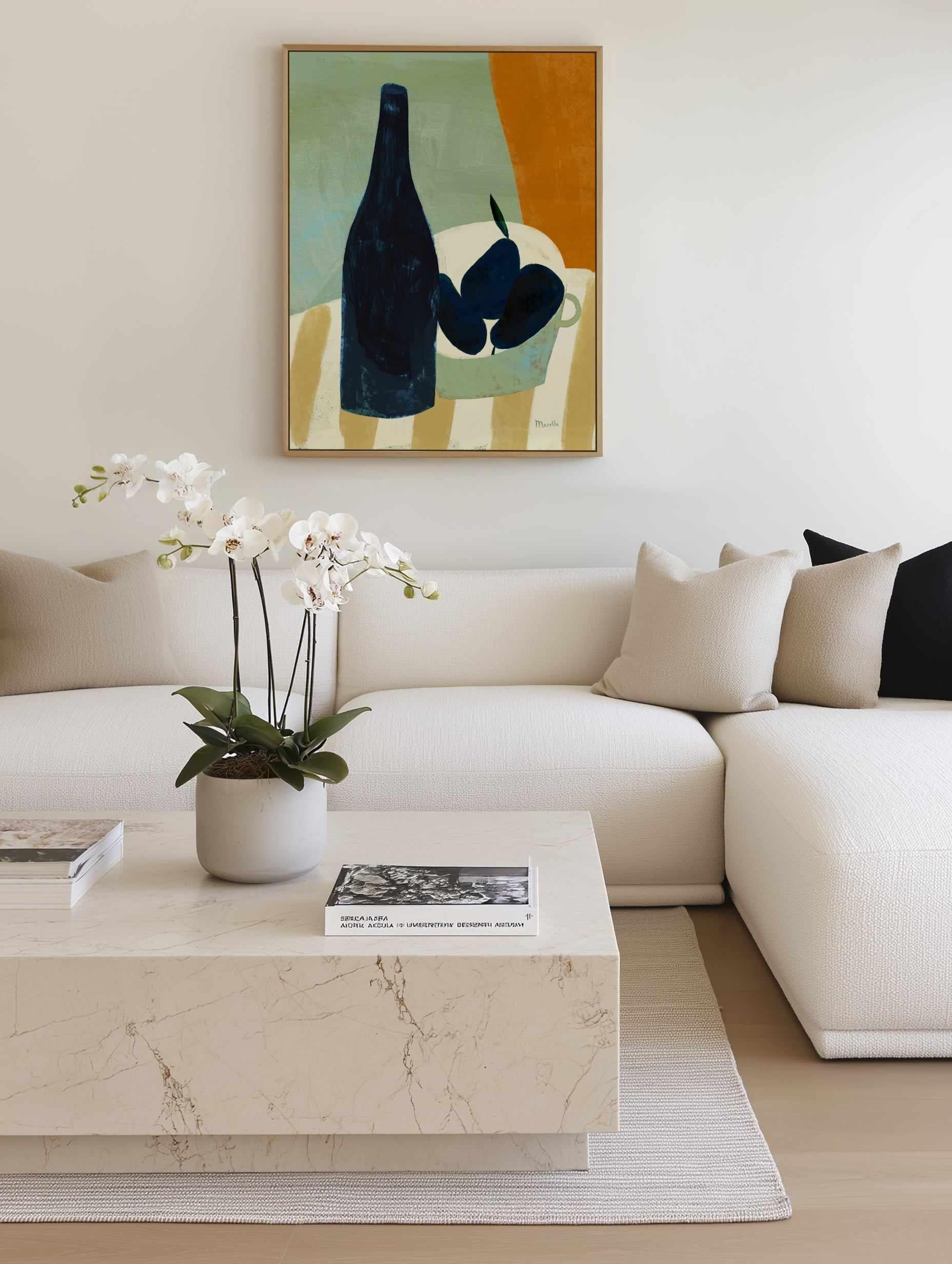 Three Pears by Marco Marella | Framed Canvas Art Print from Olive et Oriel where you can shop wallpaper and artworks online