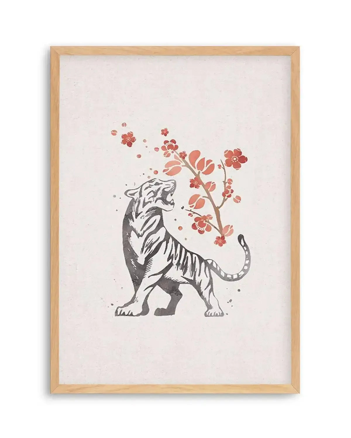 Tiger in Cherry Blossoms I Art Print from Olive et Oriel where you can shop wallpaper and artworks online