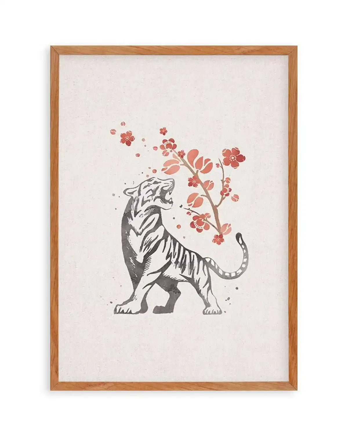 Tiger in Cherry Blossoms I Art Print from Olive et Oriel where you can shop wallpaper and artworks online