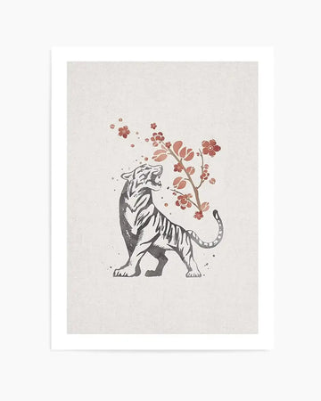 Tiger in Cherry Blossoms I Art Print from Olive et Oriel where you can shop wallpaper and artworks online
