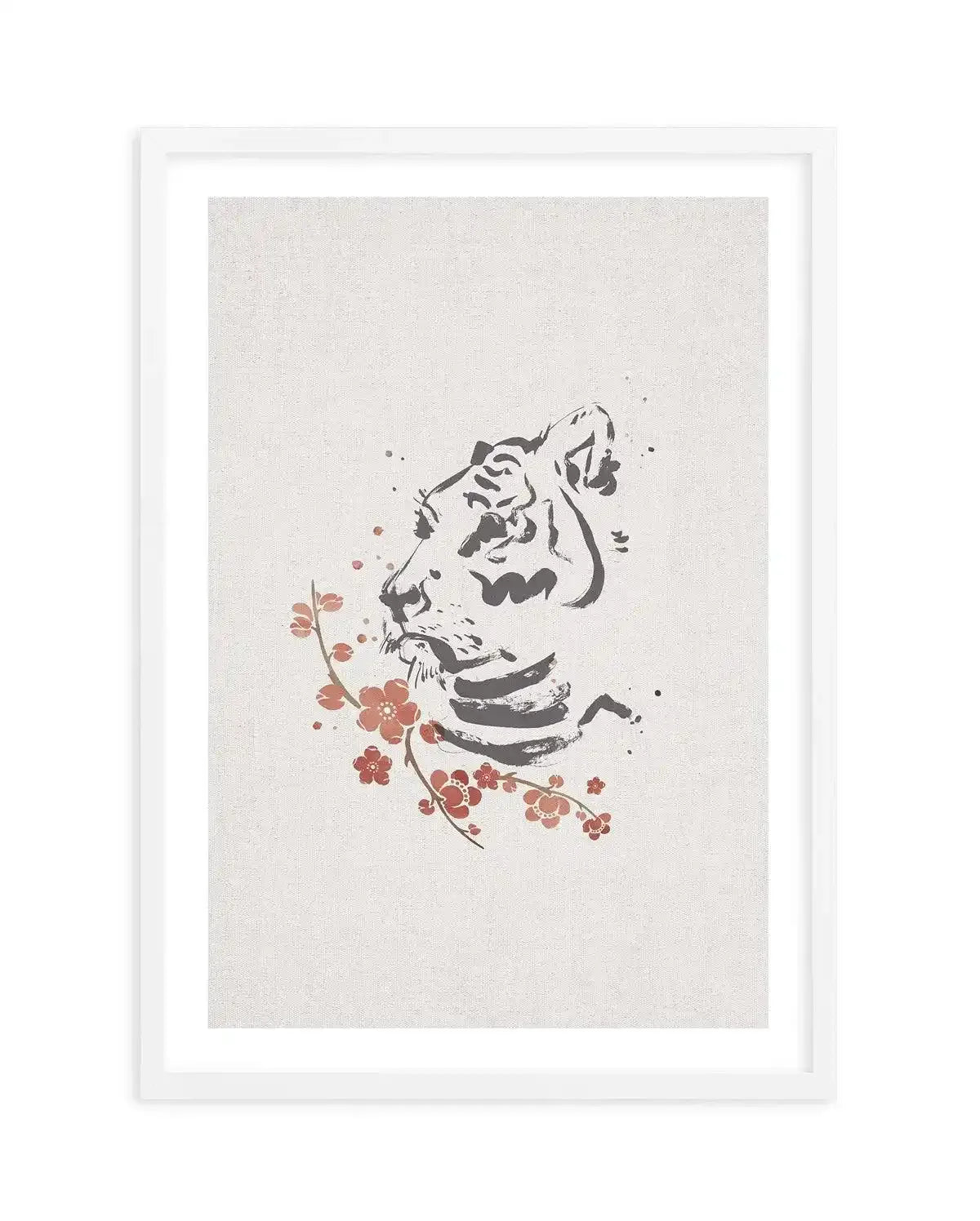 Tiger in Cherry Blossoms II Art Print-PRINT-Olive et Oriel-Olive et Oriel-A5 | 5.8" x 8.3" | 14.8 x 21cm-White-With White Border-Buy-Australian-Art-Prints-Online-with-Olive-et-Oriel-Your-Artwork-Specialists-Austrailia-Decorate-With-Coastal-Photo-Wall-Art-Prints-From-Our-Beach-House-Artwork-Collection-Fine-Poster-and-Framed-Artwork