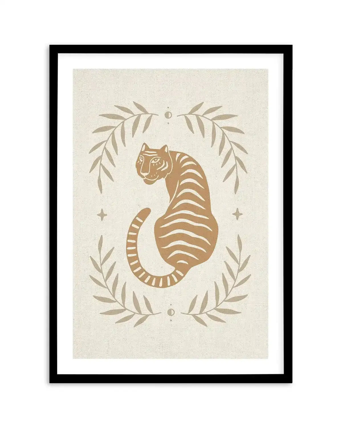 Tiger in the Palms Art Print-PRINT-Olive et Oriel-Olive et Oriel-A5 | 5.8" x 8.3" | 14.8 x 21cm-Black-With White Border-Buy-Australian-Art-Prints-Online-with-Olive-et-Oriel-Your-Artwork-Specialists-Austrailia-Decorate-With-Coastal-Photo-Wall-Art-Prints-From-Our-Beach-House-Artwork-Collection-Fine-Poster-and-Framed-Artwork