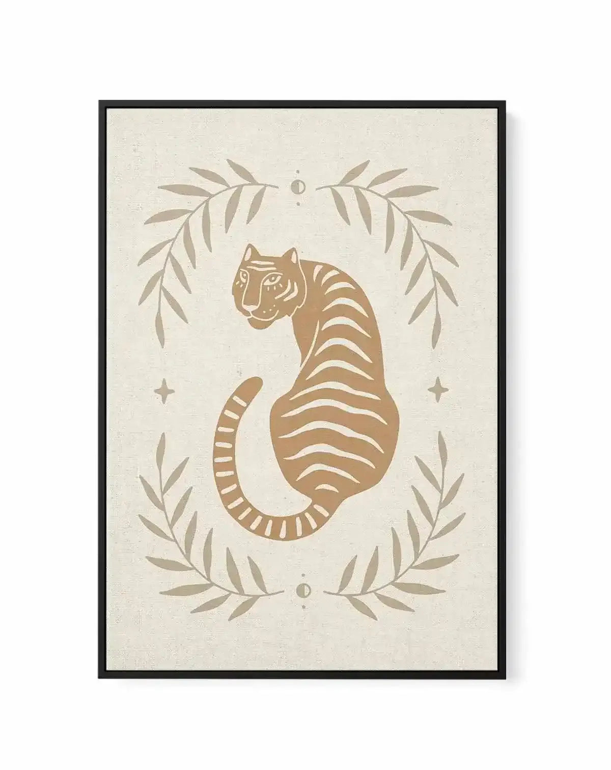 Tiger in the Palms | Framed Canvas Art Print from Olive et Oriel where you can shop wallpaper and artworks online