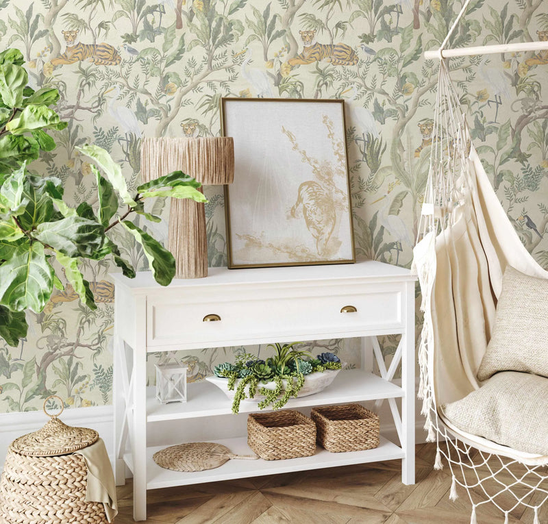 Tigers in the Tropics Wallpaper-Wallpaper-Buy Kids Removable Wallpaper Online Our Custom Made Children√¢‚Ç¨‚Ñ¢s Wallpapers Are A Fun Way To Decorate And Enhance Boys Bedroom Decor And Girls Bedrooms They Are An Amazing Addition To Your Kids Bedroom Walls Our Collection of Kids Wallpaper Is Sure To Transform Your Kids Rooms Interior Style From Pink Wallpaper To Dinosaur Wallpaper Even Marble Wallpapers For Teen Boys Shop Peel And Stick Wallpaper Online Today With Olive et Oriel