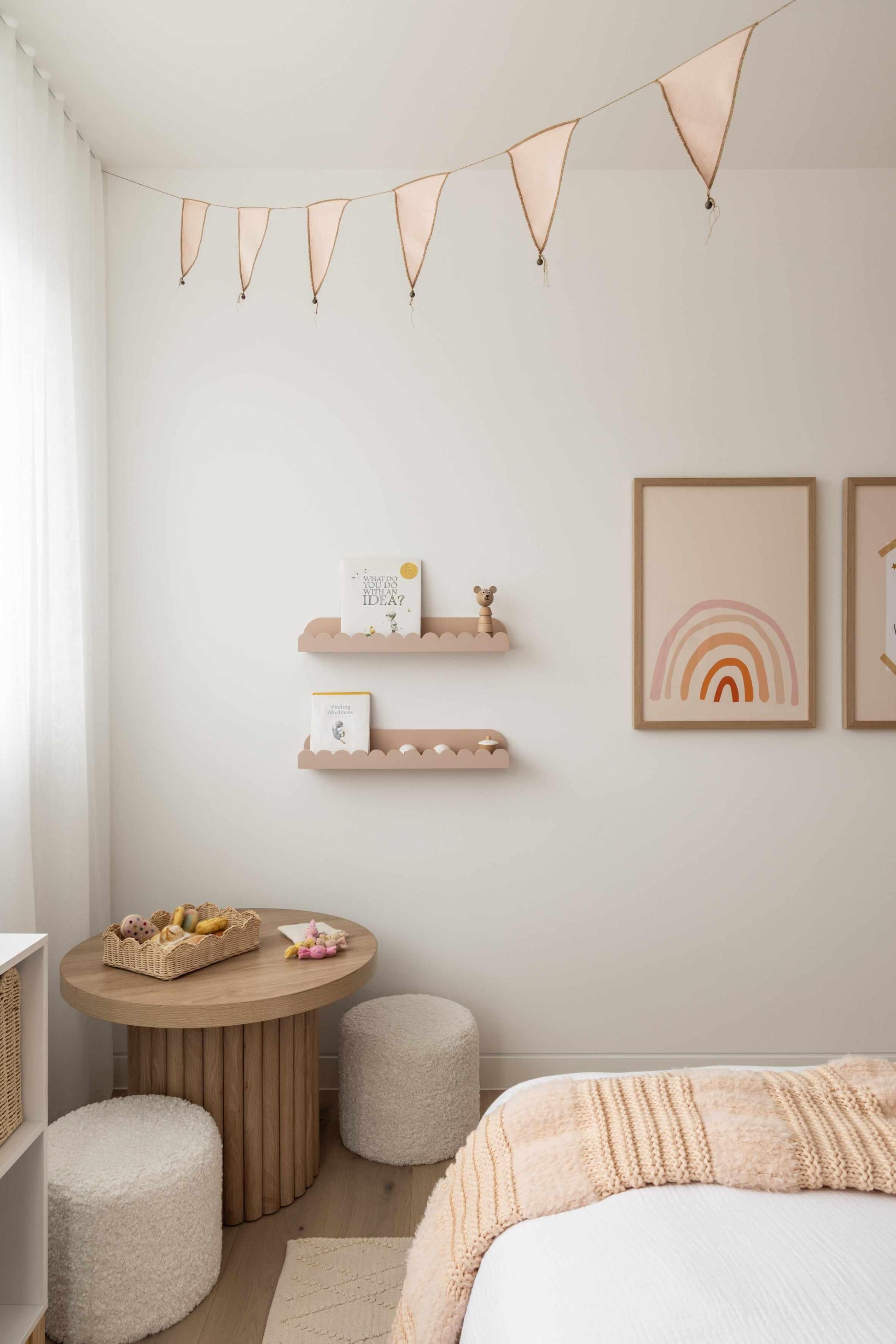 Follow The Rainbows | Peach Art Print from Olive et Oriel where you can shop wallpaper and artworks online