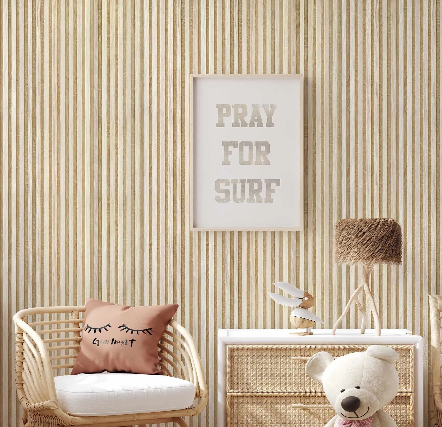 Timber Battens Wallpaper-Wallpaper-Buy Kids Removable Wallpaper Online Our Custom Made Children√¢‚Ç¨‚Ñ¢s Wallpapers Are A Fun Way To Decorate And Enhance Boys Bedroom Decor And Girls Bedrooms They Are An Amazing Addition To Your Kids Bedroom Walls Our Collection of Kids Wallpaper Is Sure To Transform Your Kids Rooms Interior Style From Pink Wallpaper To Dinosaur Wallpaper Even Marble Wallpapers For Teen Boys Shop Peel And Stick Wallpaper Online Today With Olive et Oriel